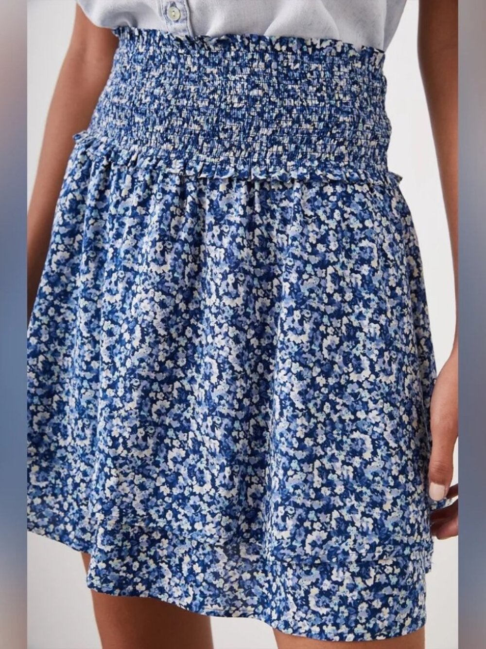 Rails Addison floral smocked skirt, Iced Chrysanthemum, Medium